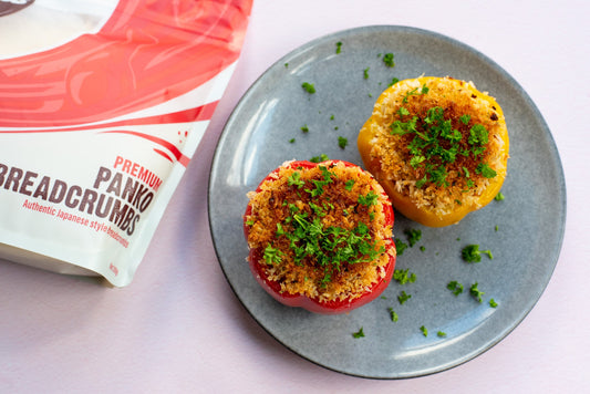 Stuffed Capsicums with Crispy Breadcrumb Topping