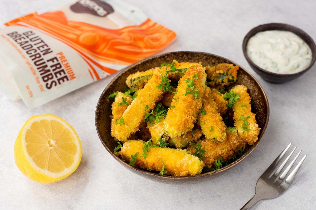 Crispy Crumbed Courgette Fries with Lemon Yoghurt Dip