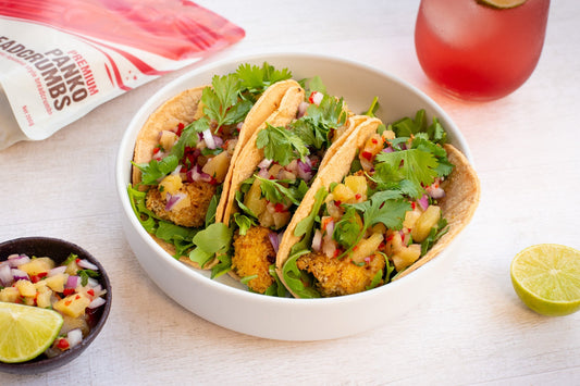 Panko Pork Tacos with Pineapple Salsa