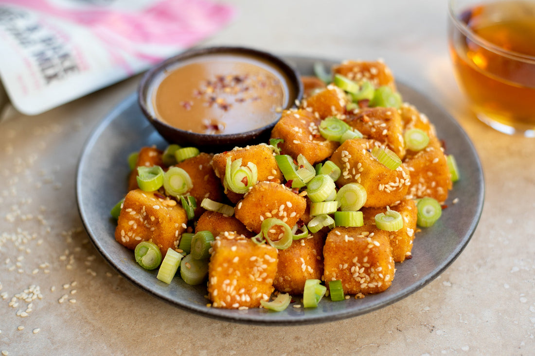 Shake & Bake Crispy Tofu with Miso Dipping Sauce