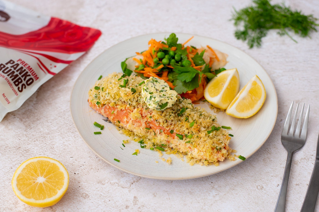 Panko-Crusted Baked Salmon with Herb Butter