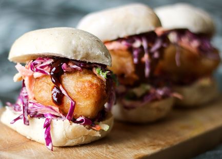 Apple Slaw & Crispy Fish Sliders